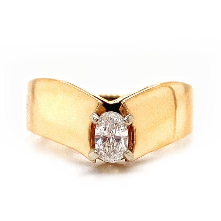 Oval Diamond Chevron Ring