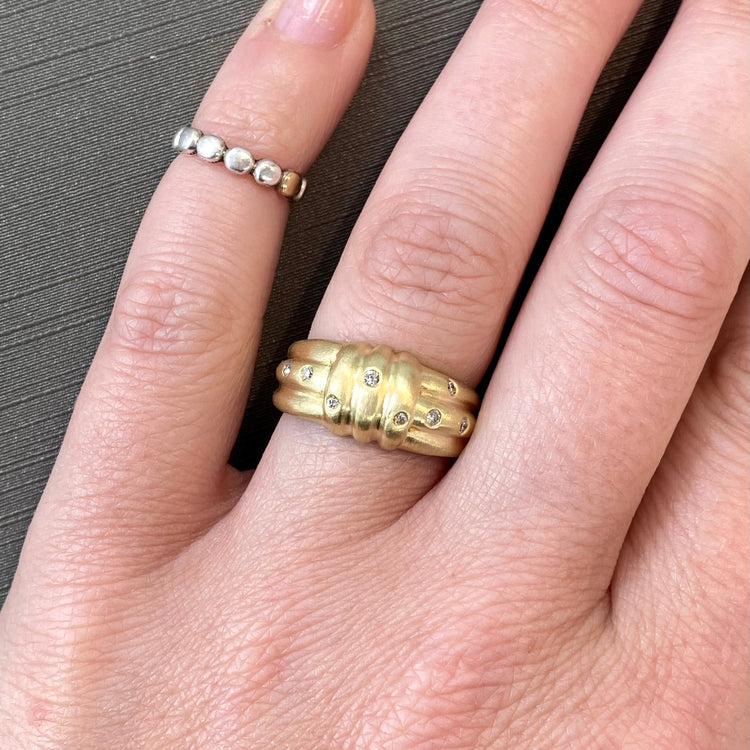 Sandblast Finish Diamond Ring