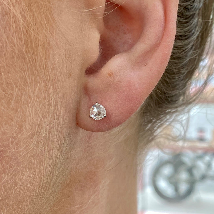 Rose Cut Moissanite Studs