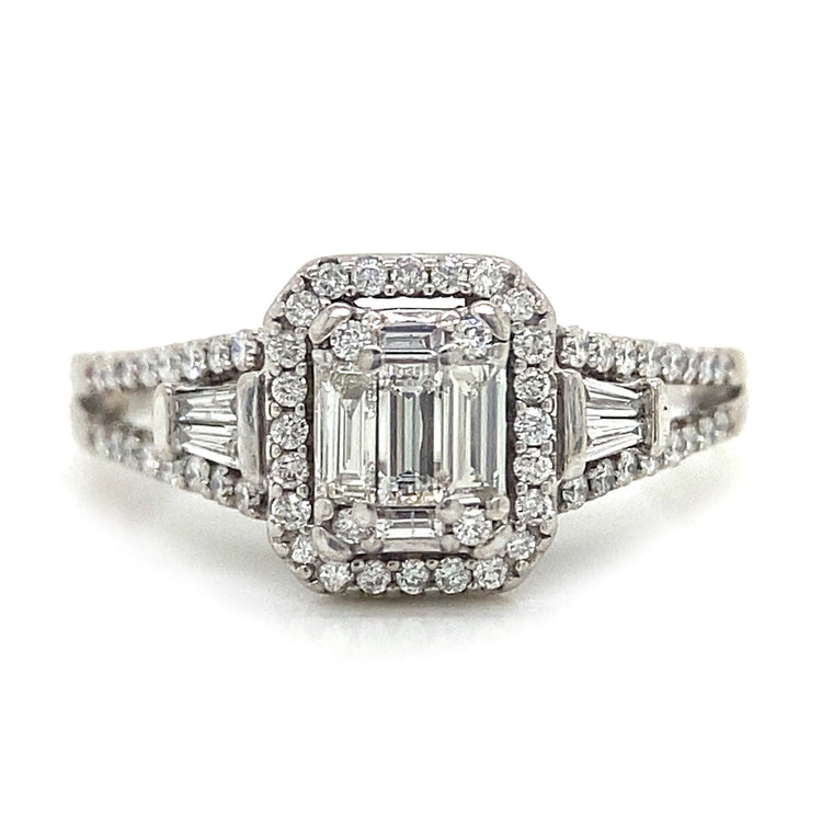Baguette Halo Ring