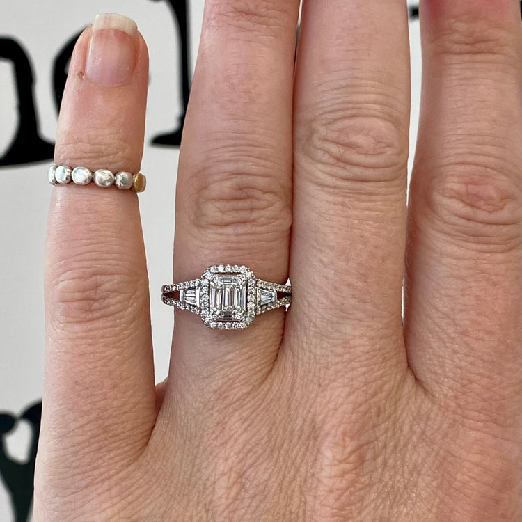 Baguette Halo Ring