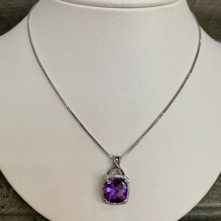 Amethyst & Diamond Necklace