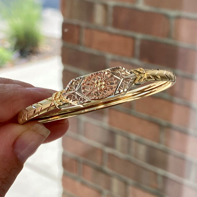 Diamond Cut Filigree Bangle