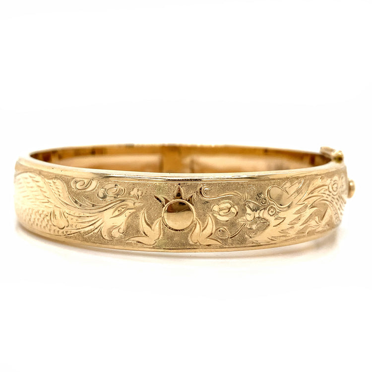 Wide Carved Bangle