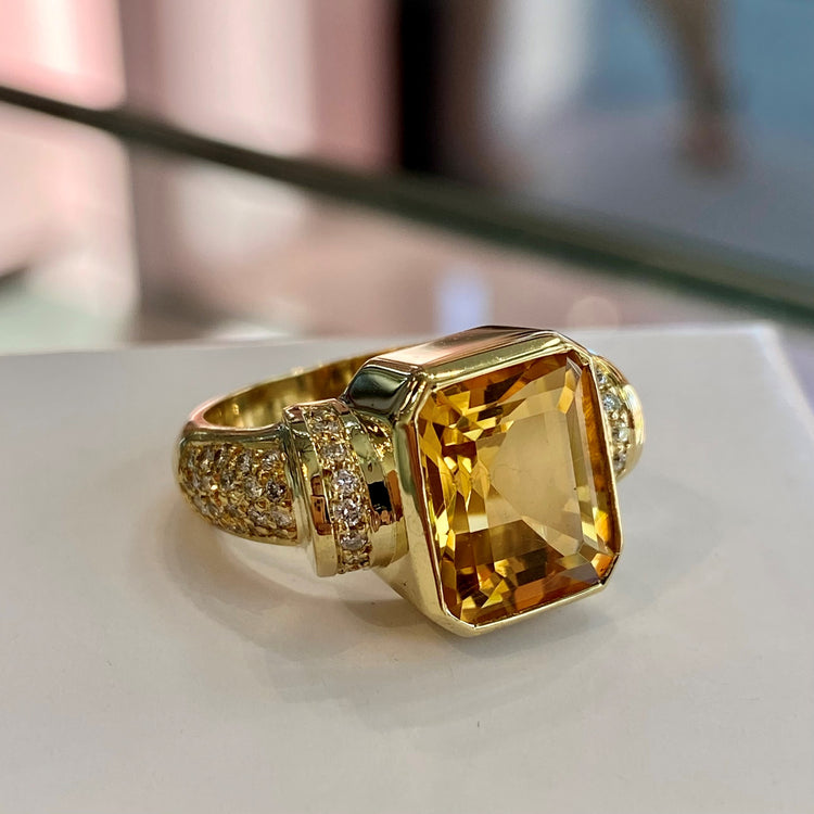 Citrine & Diamond Ring