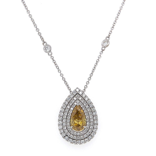 2.03TCW Fancy Yellow Diamond Necklace