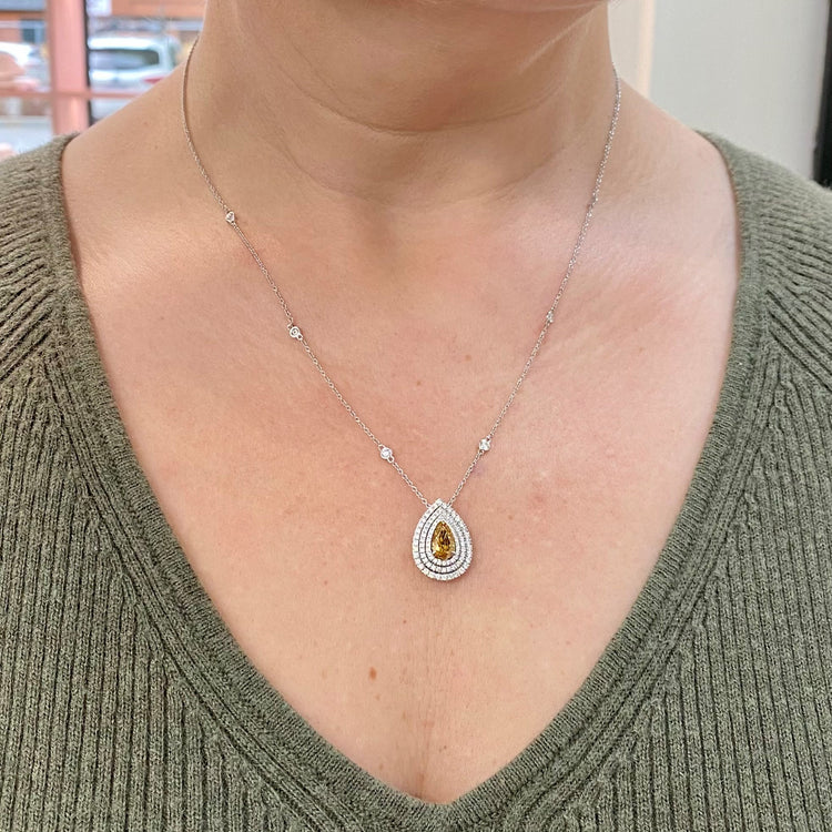 2.03TCW Fancy Yellow Diamond Necklace