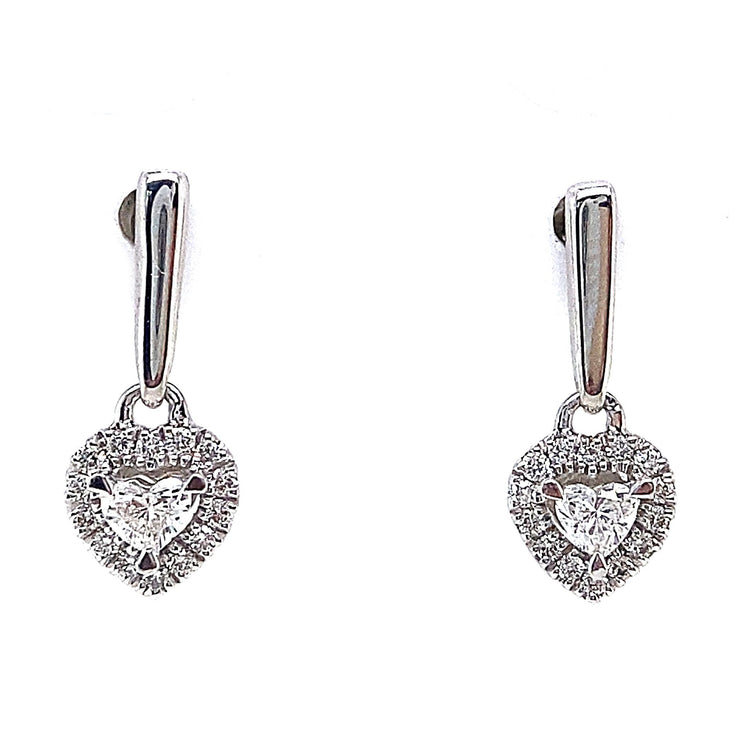 Diamond Heart Drop Earrings