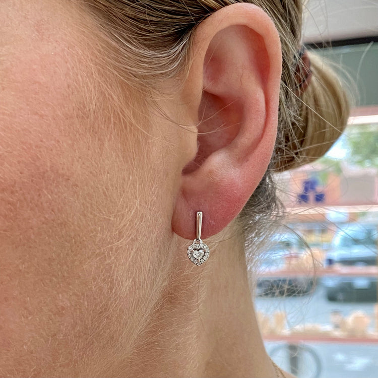 Diamond Heart Drop Earrings