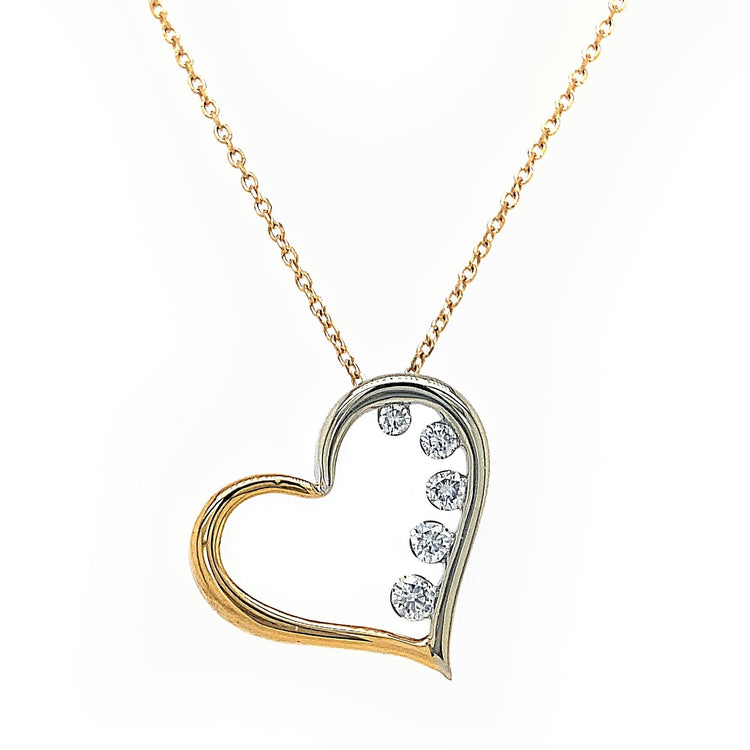 Two Tone Diamond Heart Necklace