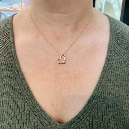 Two Tone Diamond Heart Necklace
