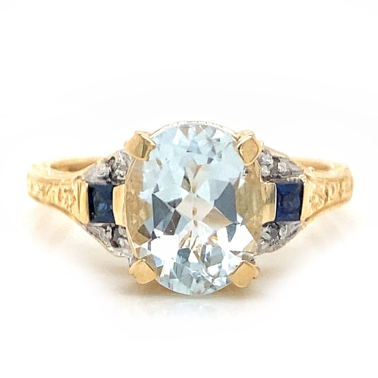 Aquamarine & Sapphire Ring