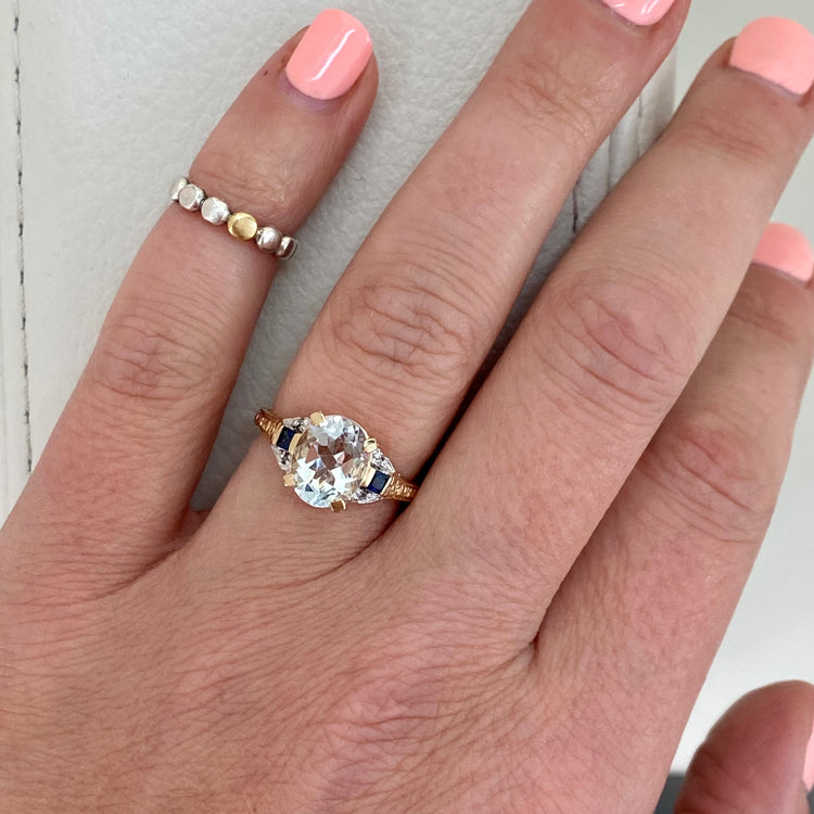 Aquamarine & Sapphire Ring