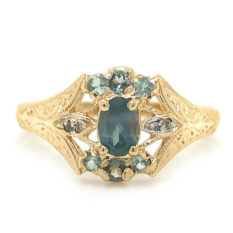 Green Topaz & Diamond Ring