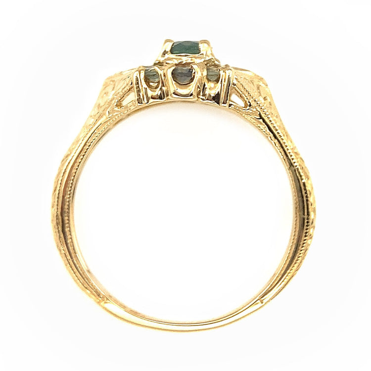 Green Topaz & Diamond Ring