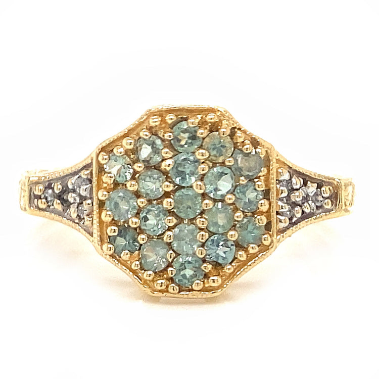 Green Topaz & Diamond Ring
