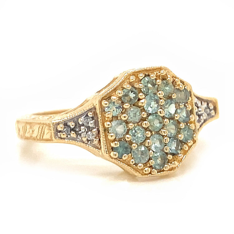Green Topaz & Diamond Ring