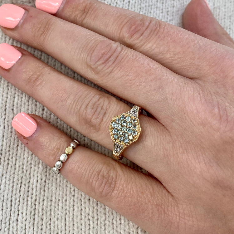 Green Topaz & Diamond Ring