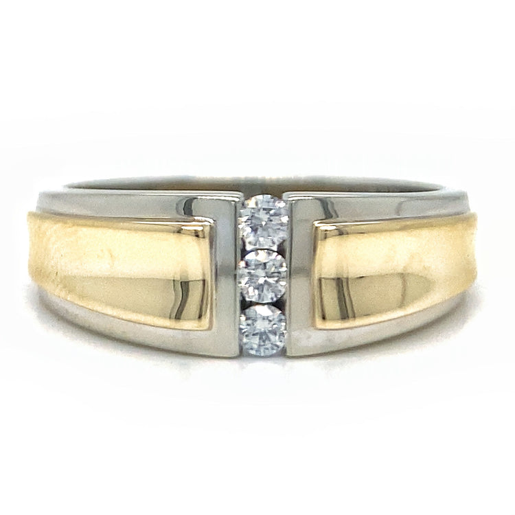 Two Tone Vertical Diamond Band