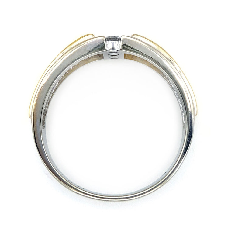 Two Tone Vertical Diamond Band