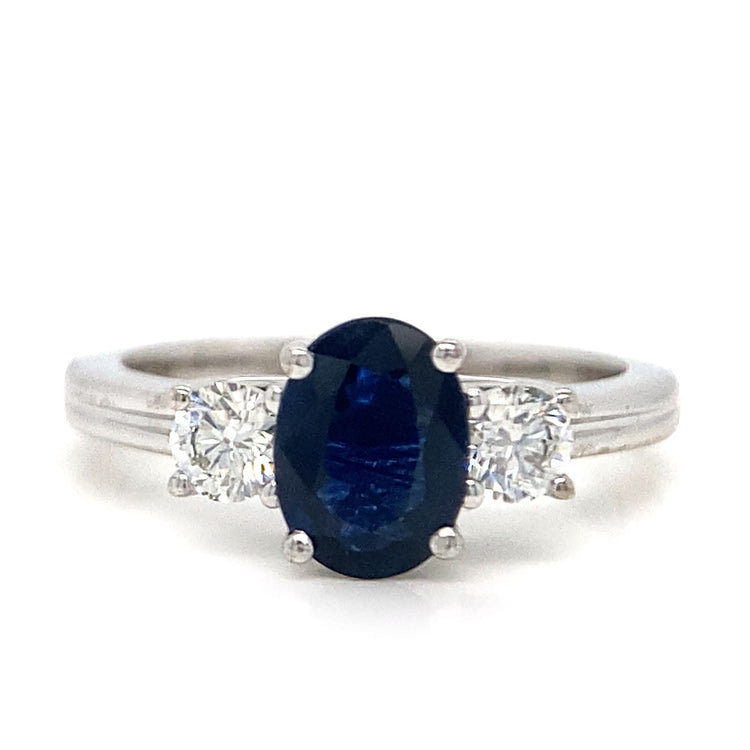 Sapphire & Diamond Three Stone Ring