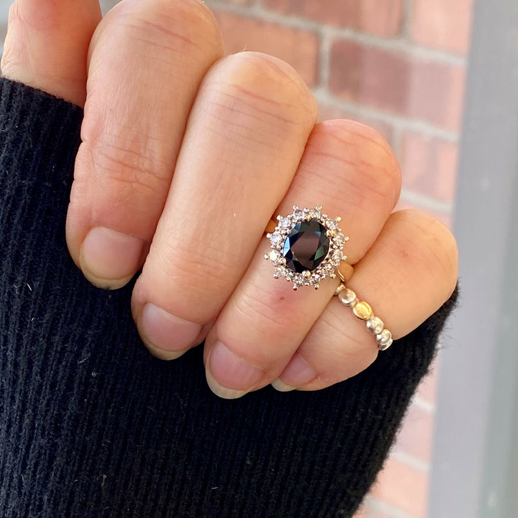 Sapphire & Diamond Halo Ring