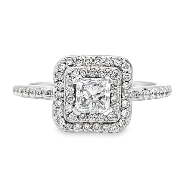 Double Halo Princess Cut Diamond Ring