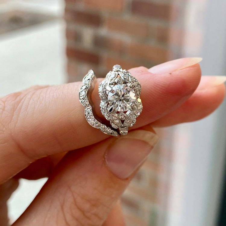 Vintage Style Diamond Wedding Set