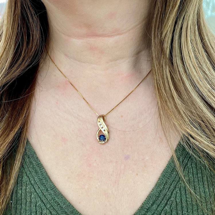 Sapphire & Diamond Swirl Necklace