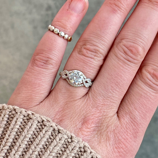 Moissanite & Diamond Entwined Ring