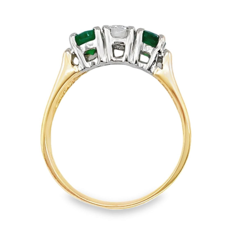 Emerald & Diamond Three Stone Ring