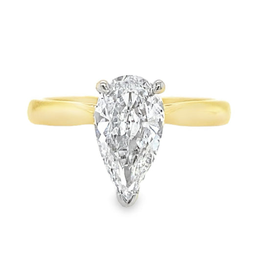 1.22CT Elongated Pear Diamond Solitaire Ring