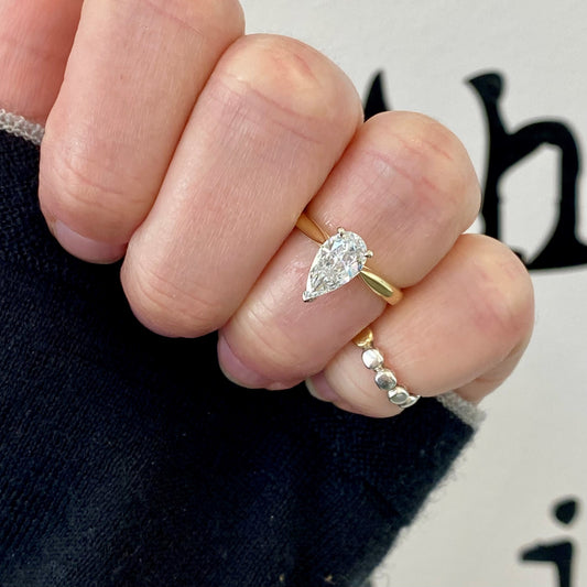 1.22CT Elongated Pear Diamond Solitaire Ring