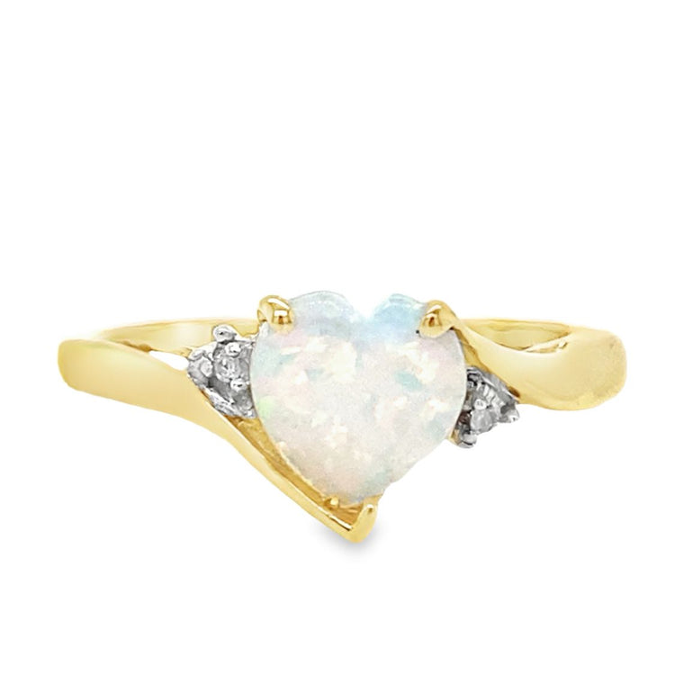 Heart Opal & Diamond Ring