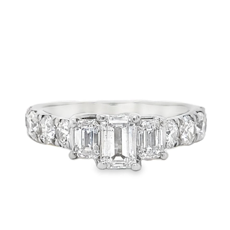 2.00TCW Emerald Cut Three Stone Ring