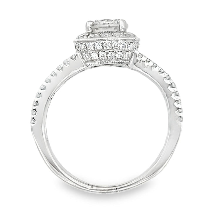 Split Shank Cushion Halo Diamond Ring