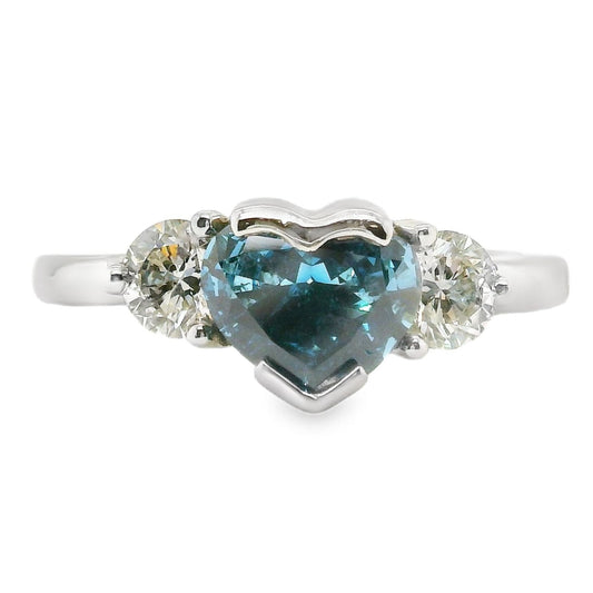 Platinum Blue Diamond Heart Ring