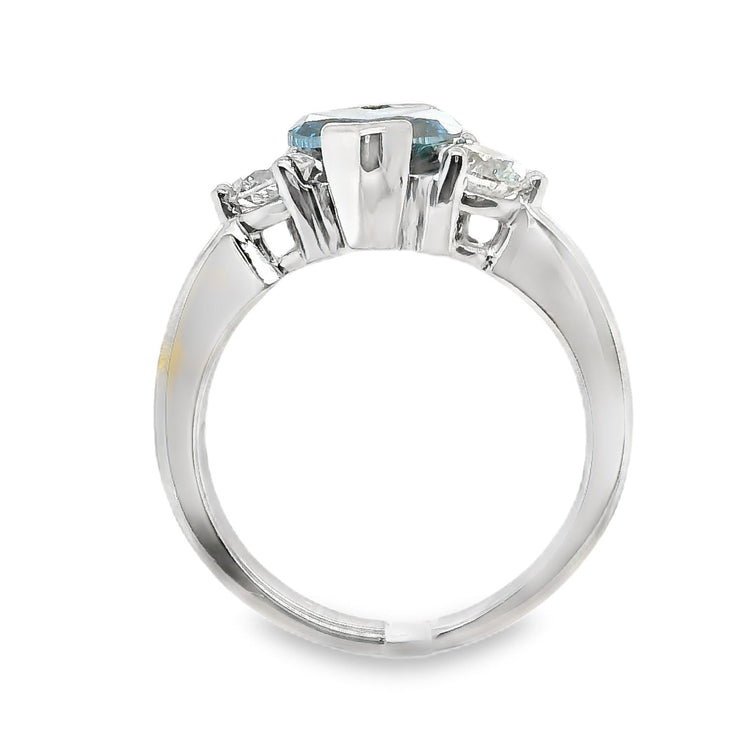 Platinum Blue Diamond Heart Ring