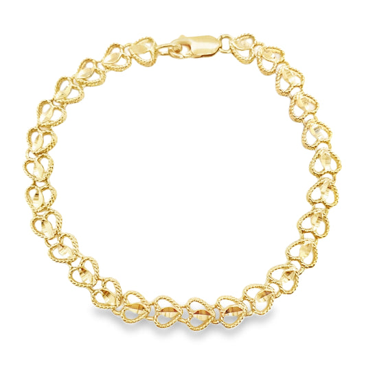 Textured Heart Link Bracelet