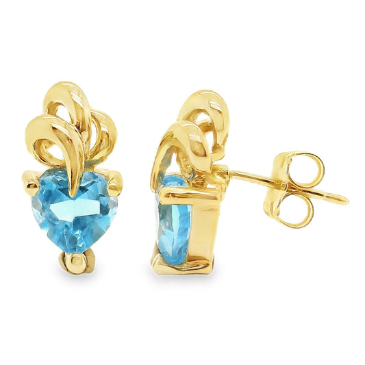 Swiss Blue Topaz Heart Earrings