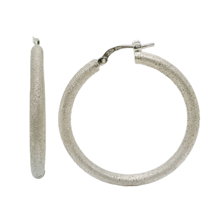 Sterling Silver Sparkle Texture Hoops