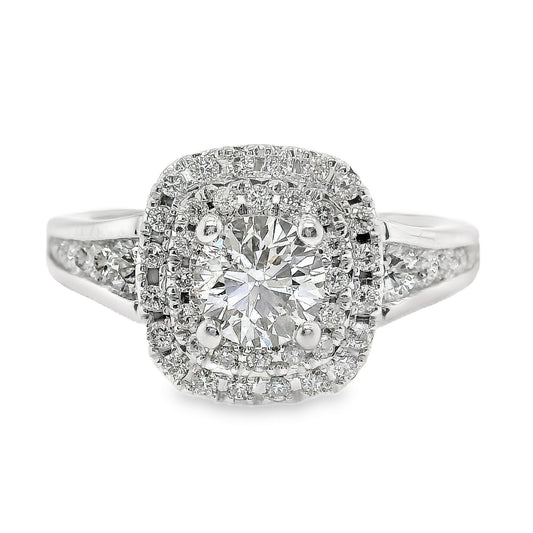 1.00TCW Double Halo Diamond Ring
