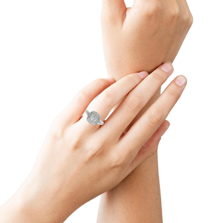 1.00TCW Double Halo Diamond Ring