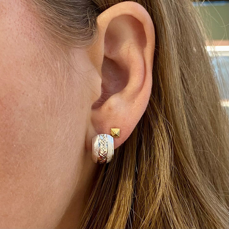 Wide Diamond Cut Earrings