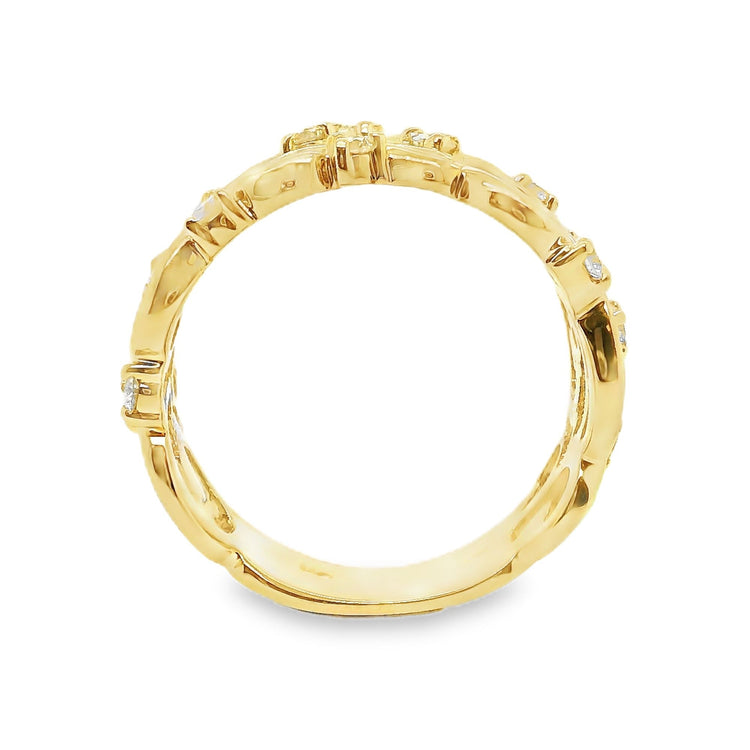 Wide Scrolled Diamond Band