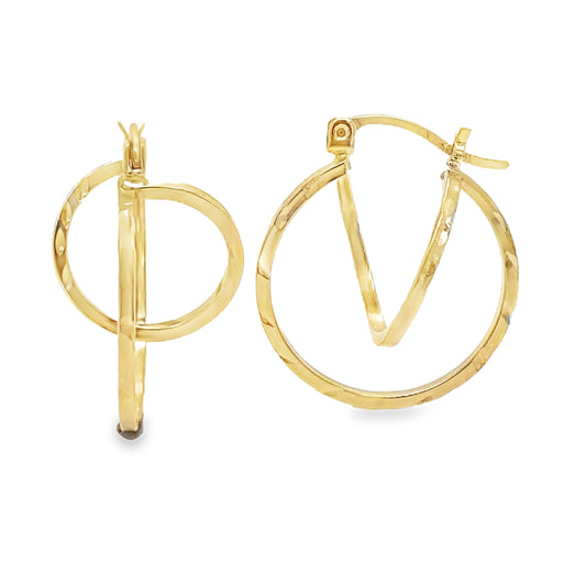 Perpendicular Circles Diamond Cut Earrings