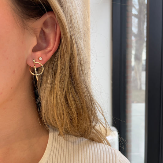 Perpendicular Circles Diamond Cut Earrings