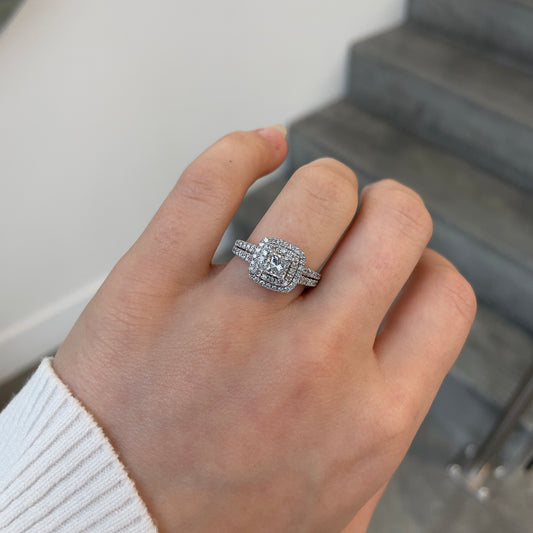 Princess Cut Double Halo Diamond Ring