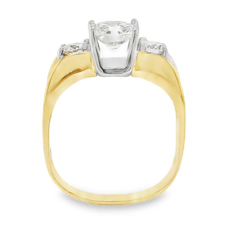 Three Stone Diamond Ring with Square Shank