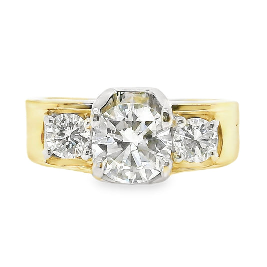 Three Stone Diamond Ring with Square Shank